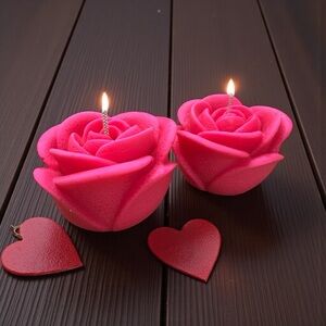 Romantic Rose Blossom Candles Set